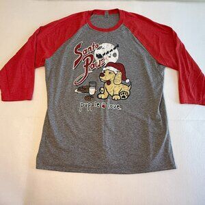PUPPIE LOVE SANTA PAWS WOMEN'S TOP 3/4 SLEEVE XL--defect